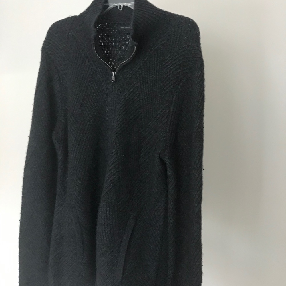 John Varvatos USA Herringbone front zip up sweater